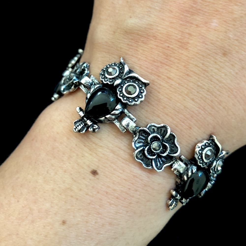 Matching jewelry set owl necklace bracelet earrings - Picture 2 of 11
